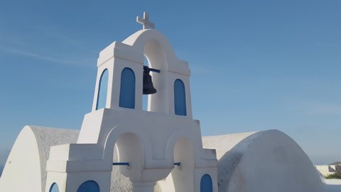 Santorini - The bell tower of typically little church in Oia