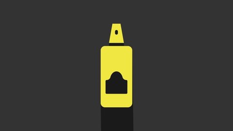 Yellow Spray can for hairspray, deodorant, antiperspirant icon isolated on grey background. 4K Video motion graphic animation.
