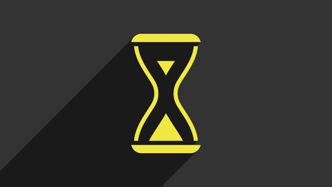 Yellow Sauna hourglass icon isolated on grey background. Sauna timer. 4K Video motion graphic animation.