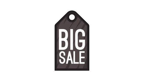 Big sale tag icon animation cartoon best object isolated on white background