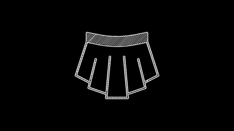 White line Skirt icon isolated on black background. 4K Video motion graphic animation.