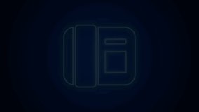 Glowing neon line Telephone handset icon isolated on black background. Phone sign. 4K Video motion graphic animation.