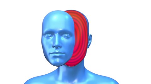 Human blue body abstract art concept on white color. Realistic 3d character man or woman in creative modern motion style. Minimal graphic colorful psychedelic design. Bright fashion loop animation.