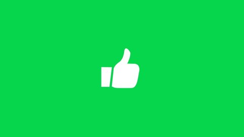Like Icon On Green Screen Background, White Elements Separated On Chroma Key, Positive Thumb Up Animation