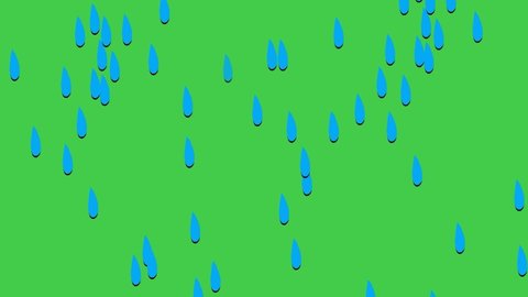 animated raindrops with green screen.