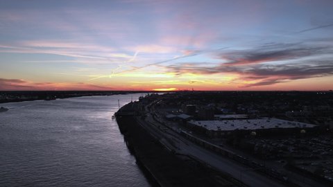 Dusk in New Orleans, Louisiana near the Port Authority