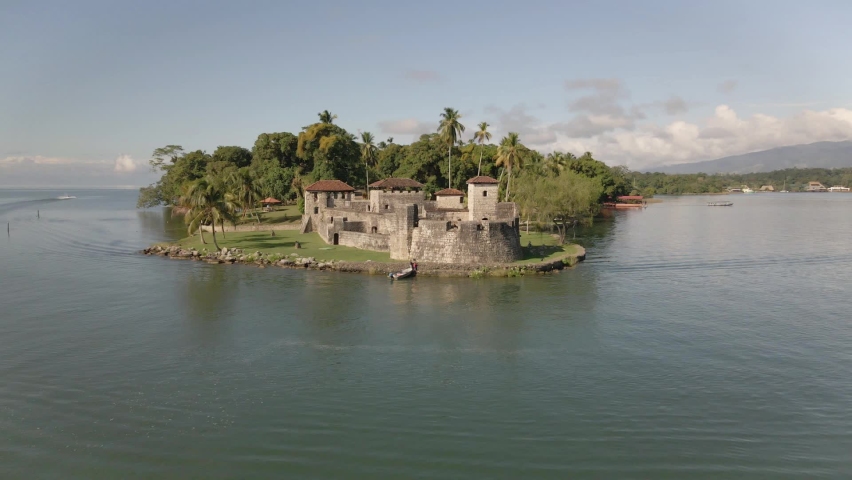 Rio Dulce Guatemala, tourist attraction, drone shot, hispanic fortress dji