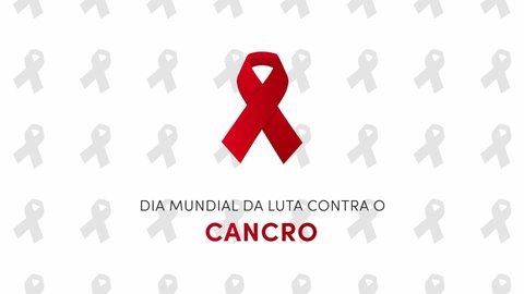 Dia Mundial da Luta contra o Cancro. (Translation: World Cancer Day), on february 4. Cancer Ribbon symbol