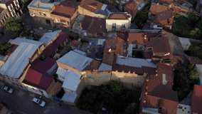 Aerial Video footage of rooftops of the old center of Tbilisi