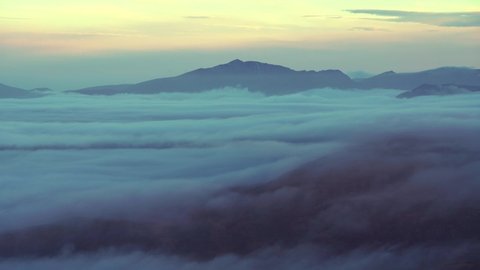 Snowdonia national park dawn cloud inversion view of Snowdon mountain