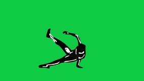 Hand Drawn Dancer on Green Screen Background. Cartoon Drawing of Breakdancing Icon Animation. 4K Ultra HD Loop Video Motion Graphic.