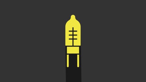 Yellow Light emitting diode icon isolated on grey background. Semiconductor diode electrical component. 4K Video motion graphic animation.