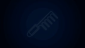 Glowing neon line Hairbrush icon isolated on black background. Comb hair sign. Barber symbol. 4K Video motion graphic animation.