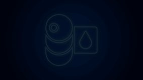 Glowing neon line Barrel oil icon isolated on black background. 4K Video motion graphic animation.