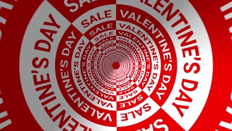Valentine's Day sale – advertising animation. Text banner for seasonal and holiday sales. Kitnetic typography. Modern, dynamic motion design for shop or online shopping. Website title. 