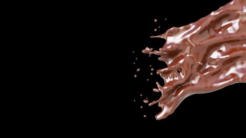  chocolate coffee liquid splash 3D animation. Transparent Background