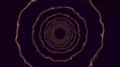 4K Abstract electricity circle tunnel. Futuristic technology 3d rendered animation loop. 