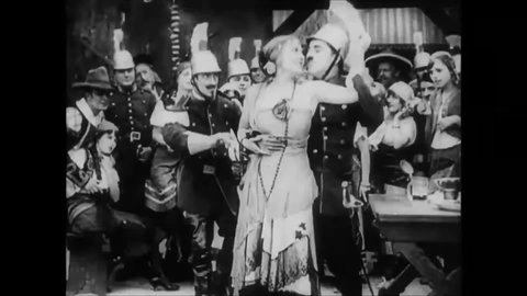CIRCA 1915 - In this silent comedy, two soldiers (including Charlie Chaplin) are romantic rivals over a beautiful woman.