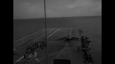 CIRCA 1954 - F9F-6 aircrafts are catapulted from the flight deck of the USS Hornet.