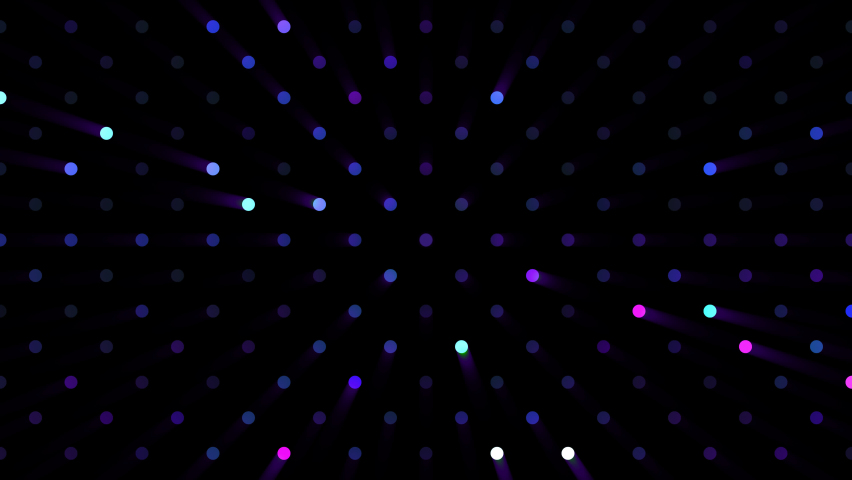 Beautiful and joyful multi-colored big circle particles.fast randomly blinking dots grid pattern. light flashing like disco ball. dark background. Modern background. VJ loop. Loopable.LED 4K