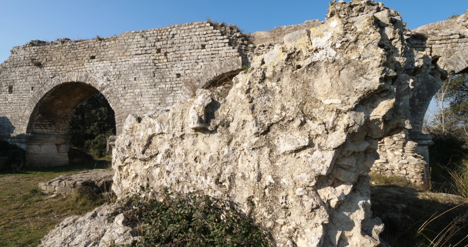 Barbegal aqueduct, Roman ruins in Fontvielle, Provence, Southern France