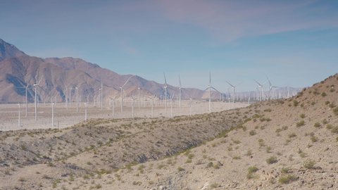 The Windmill farm in Palm Springs California during January of 2022.
