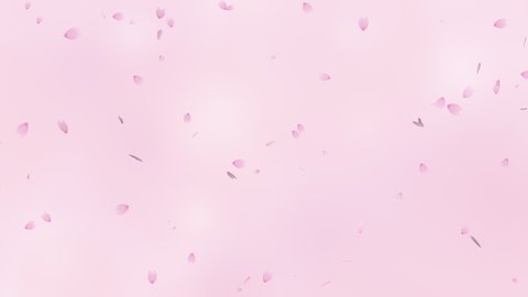 Shower of cherry blossoms on pink gradient background (seamless loop)