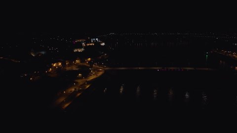 Novi Sad Serbia at night drone aerial view