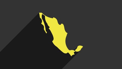 Yellow Map of mexican icon isolated on grey background. 4K Video motion graphic animation.