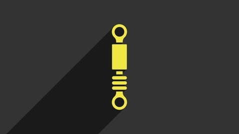 Yellow Shock absorber icon isolated on grey background. 4K Video motion graphic animation.