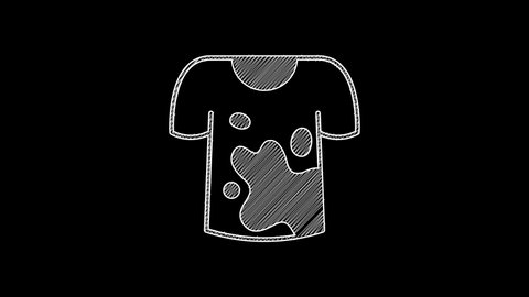 White line Dirty t-shirt icon isolated on black background. 4K Video motion graphic animation.