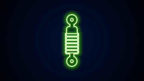 Glowing neon line Shock absorber icon isolated on black background. 4K Video motion graphic animation.