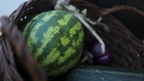 Watermelon and Courgette in the Wicker Basket