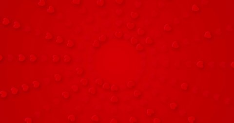 3D hot red hearts blinking from center. 4k seamless looped animated background. Happy Valentine's Day digital card. Animation for event, love stories, text box, blank gift frame. Luxury template nubes