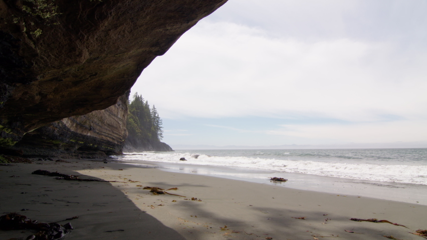 Beautiful Mystic Beach on the West Coast Trail Vancouver Island along the Juan De Fuca Marine Trail, Canadian Coastal Landscape and Beaches