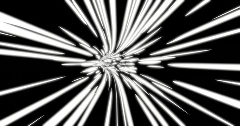 Abstract white and black light speed wormhole tunnel or power path animation loop. 3d rendering.