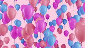 Colorful pink, blue and purple balloons fly up on pastel background. Festive concert. 3D animation. - Powered by Shutterstock - Get 15% off with code: PIKWIZARD15