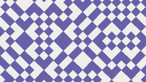Multicolor dynamic mosaic with very peri violet elements. Geometric tiles in abstract animated pattern. Motion graphic background in a flat design