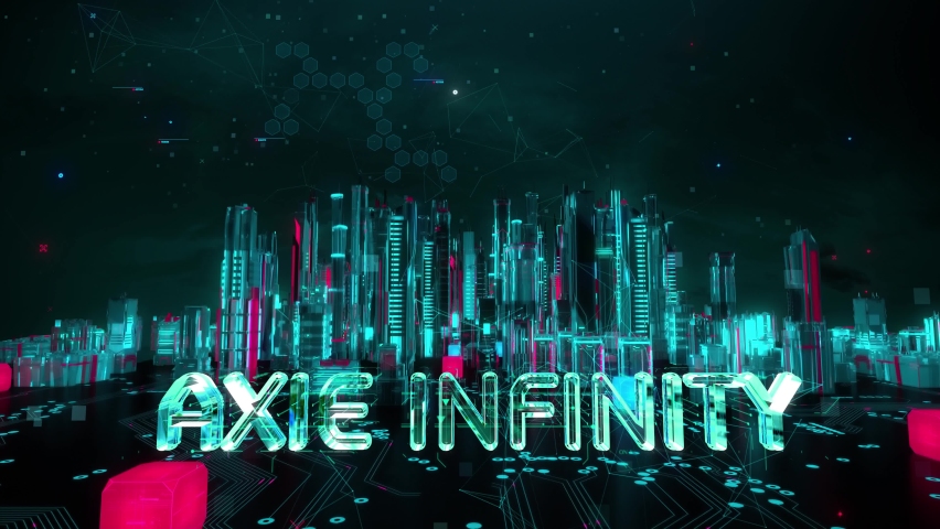 Axie Infinity with digital technology hitech concept