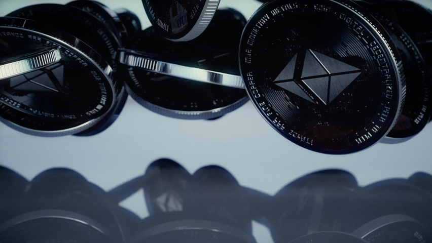 Ethereum Coin Spinning Background. 4K A Ethereum Crypto Currency coin spinning. Royalty-Free Stock Footage #1086099995