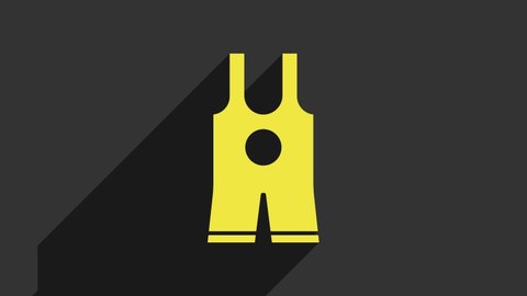 Yellow Wrestling singlet icon isolated on grey background. Wrestling tricot. 4K Video motion graphic animation.