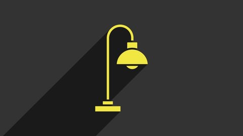Yellow Floor lamp icon isolated on grey background. 4K Video motion graphic animation.