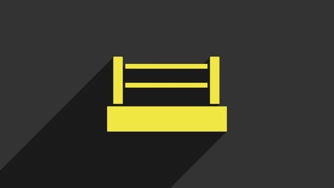 Yellow Boxing ring icon isolated on grey background. 4K Video motion graphic animation.