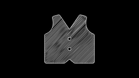 White line Waistcoat icon isolated on black background. Classic vest. Formal wear for men. 4K Video motion graphic animation.