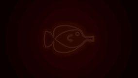 Glowing neon line Butterfly fish icon isolated on black background. 4K Video motion graphic animation.