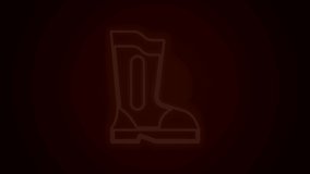 Glowing neon line Fire boots icon isolated on black background. 4K Video motion graphic animation.