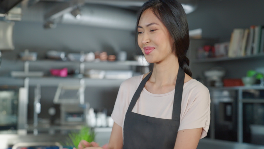 Part Three of Social Media TV Cooking Show Montage in Restaurant Kitchen with Female Chefs. Two Diverse Presenters Talk, Show Step-by-Step How to Prepare Healthy Fun Meal. Online Video Course | Shutterstock HD Video #1086104276