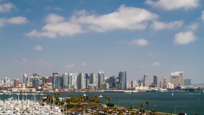 Time lapse across the San Diego Bay at the San Diego skyline. Royalty-Free Stock Footage #1086112430
