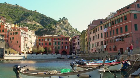 cinque terre Italy Nov 18 2018:view of Riomaggiore is a village and comune in the province of La Spezia, situated in a small valley in the Liguria region of Italy 