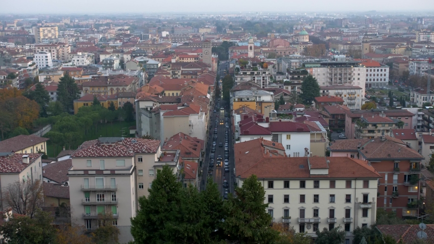 Beautiful landscape. Bergamo city center. Video 4K